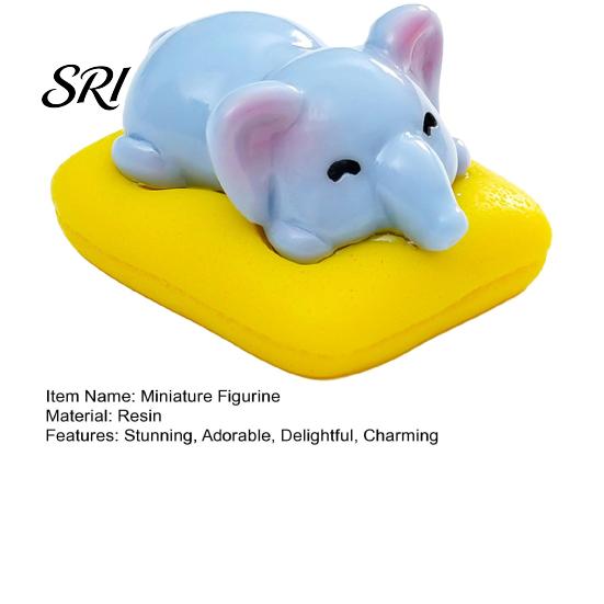Resin Miniature 3 Pcs Mini Sleeping Animal on Pad Figurines Cute Kitten Panda Collectible Figurine Elephant Capybara Sculpture for DIY Crafts