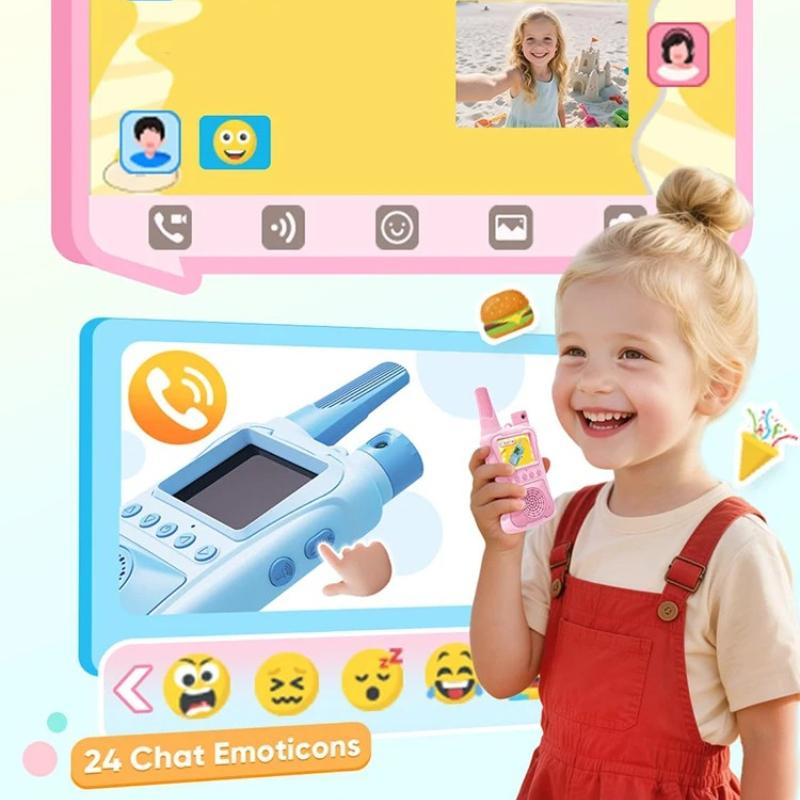 2026 Multifunctional Kids Video Walkie Talkies 2 Pack 180° Camera Games Rechargeable Child Video Intercom Girls Boys Kids Outdoor Toys Birthday Gifts