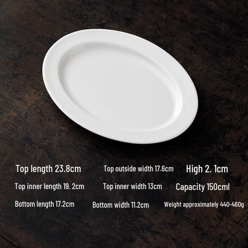Белая фарфоровая овальная тарелка 9,4 дюйма для морепродуктов, рыбы или сухофруктов