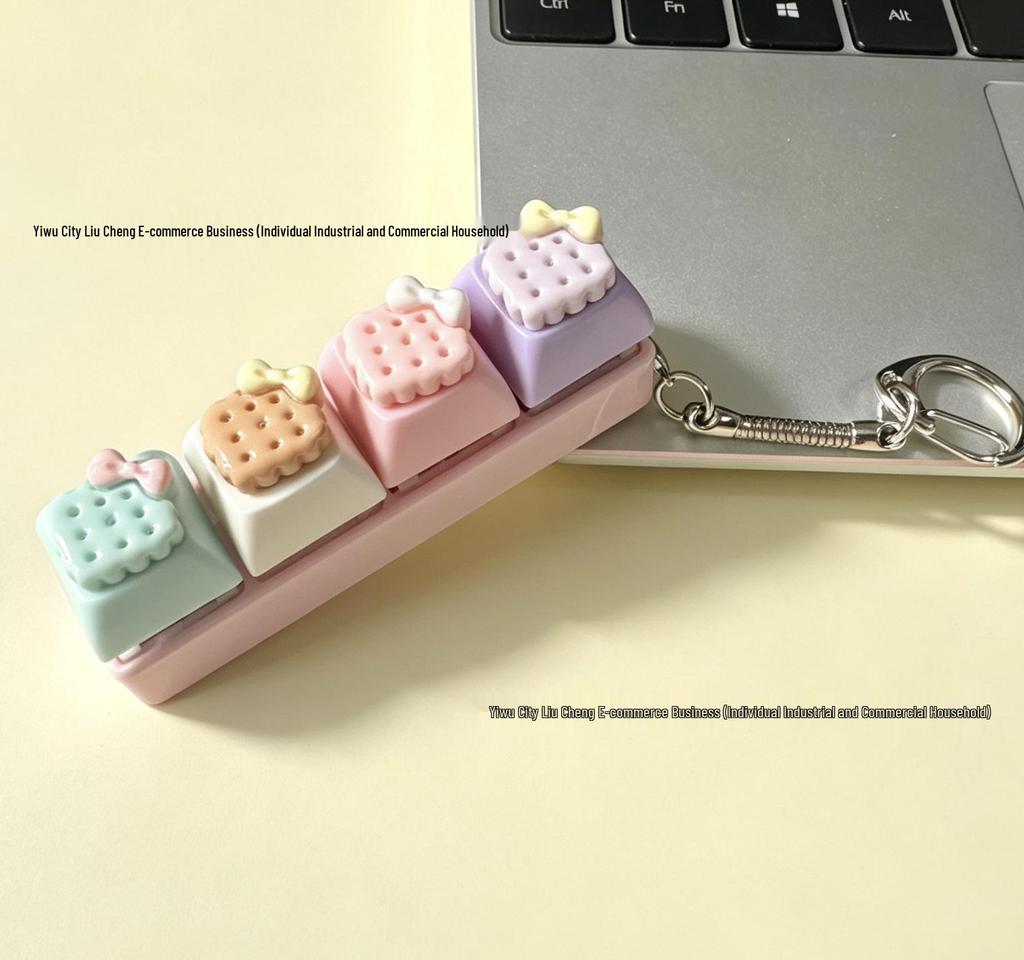 Cute Sticker DIY Button Squeeze Toy Keychain - Stress Relief Pendant