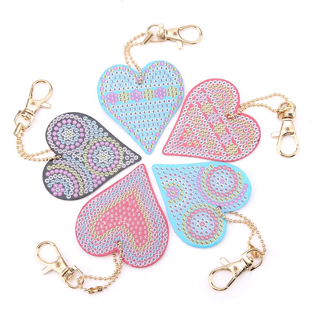 Heart Shaped Key Chain DIY Decoration Resin Drill Diamond Painting Keyring Gift Home Decor