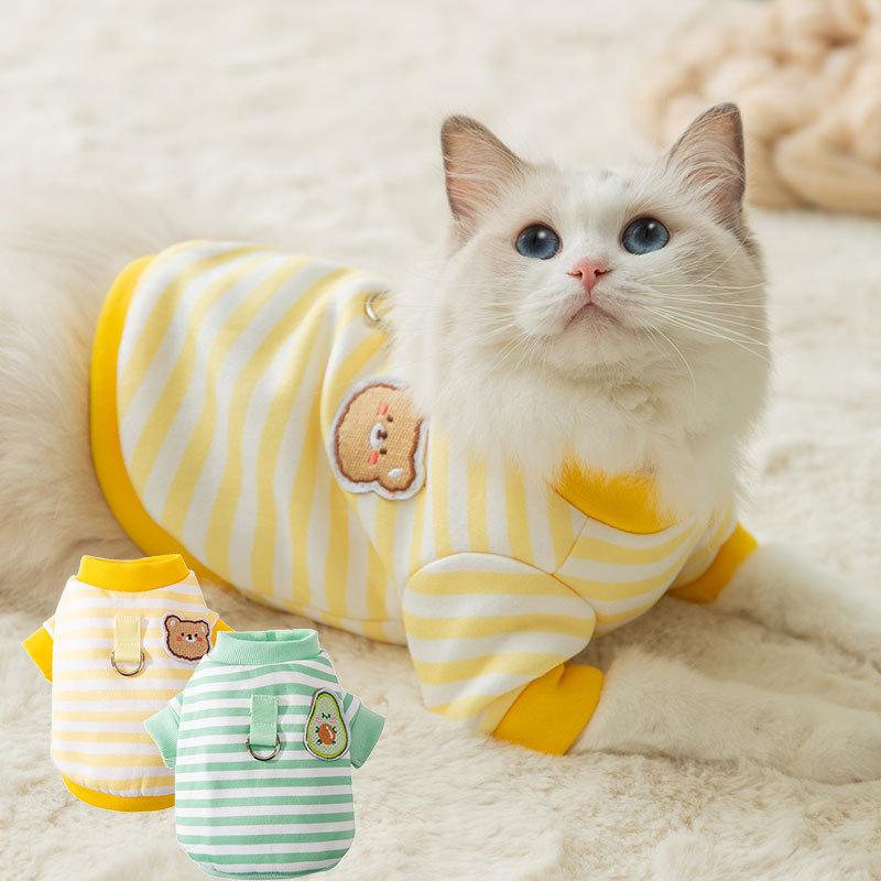 Кот осень и зима теплый милый мультфильм тяга свитер собака двухногий щенок питомец шпиц одежда для домашних животных