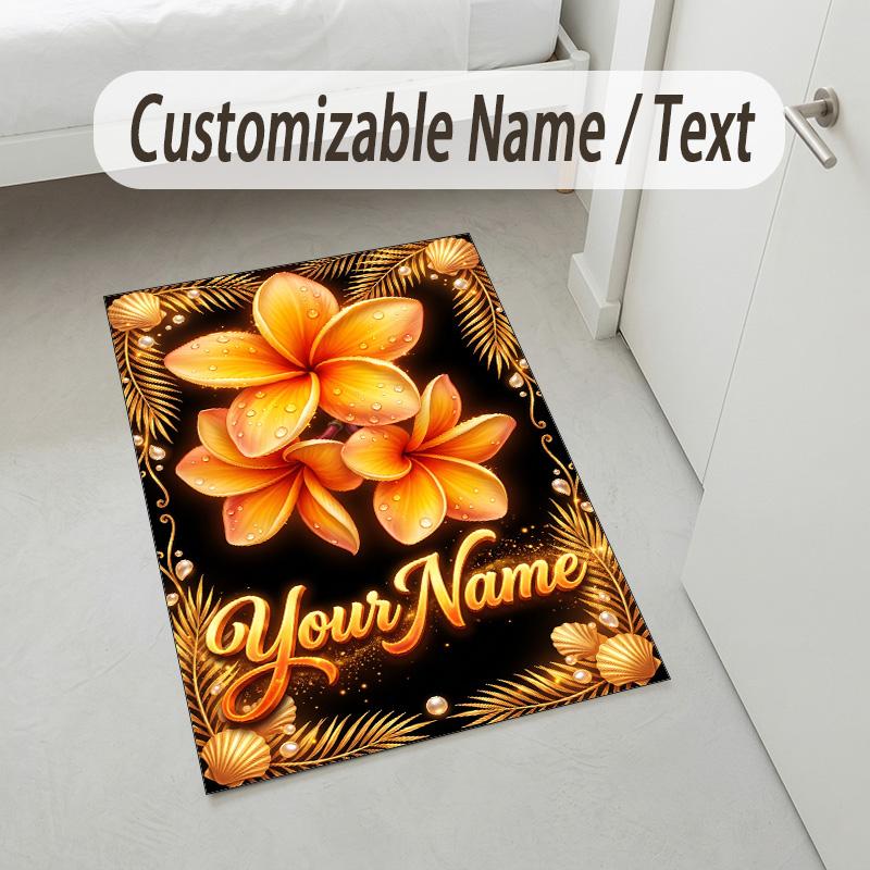 Decorative Artwork Theme Crystal Velvet Rug Personalized Custom Name Text Soft Floor Mat Home Decor