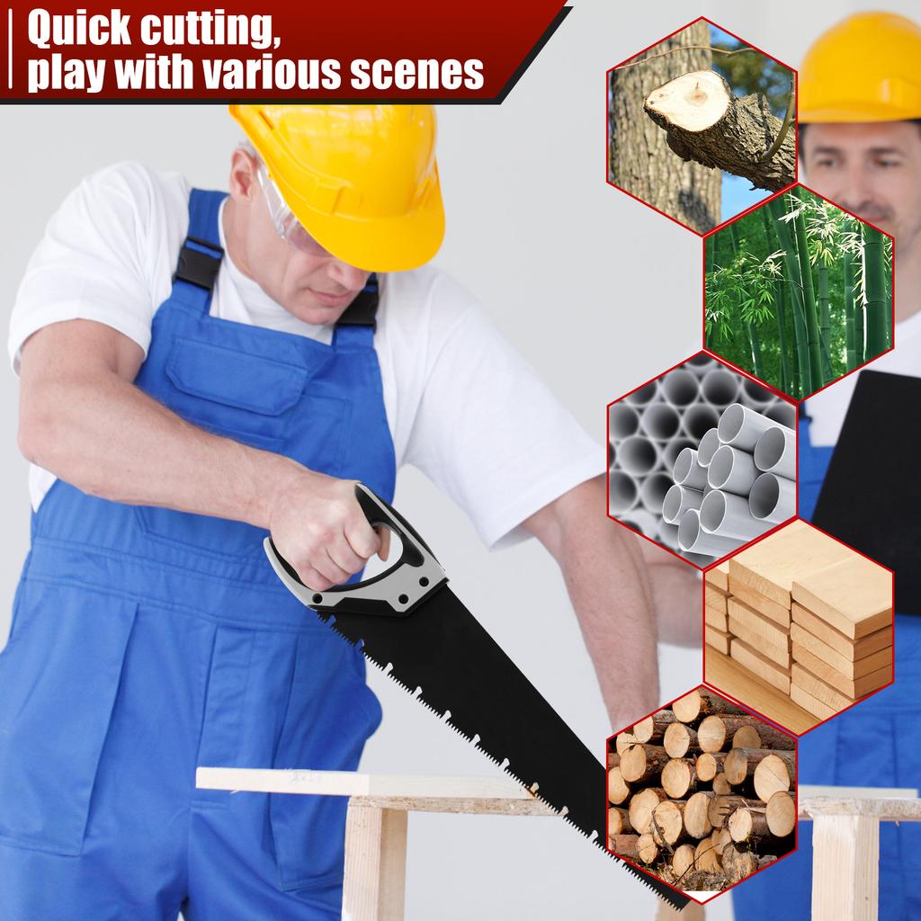 20-дюймовая ручная пила с уникальным типом стружкоотводов, садовая пила для обрезки с нескользящей рукояткой для резки, пиления, обрезки, садоводства, деревообработки