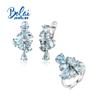 Natural Sky Blue Topaz Jewelry Set Ring Earring 925 Sterling Silver Creative Design Fine Jewelry for Women Gift