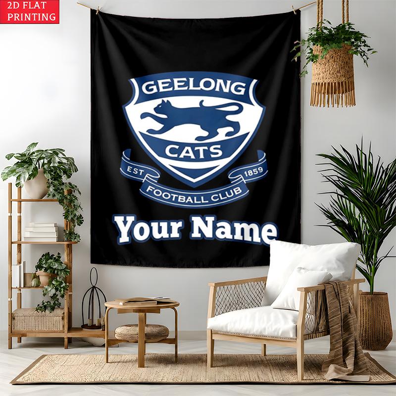 Geelong Cat Custom Name Tapestry Personalized Wall Art Hanging Bohemian Home Decor for Bedroom Dorm Living Room