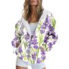 Pocket Digital European And American Style Minimalist Temperament, Plant Flower Trend Fashion, Zipper Hoodie, Long SleevedMC4