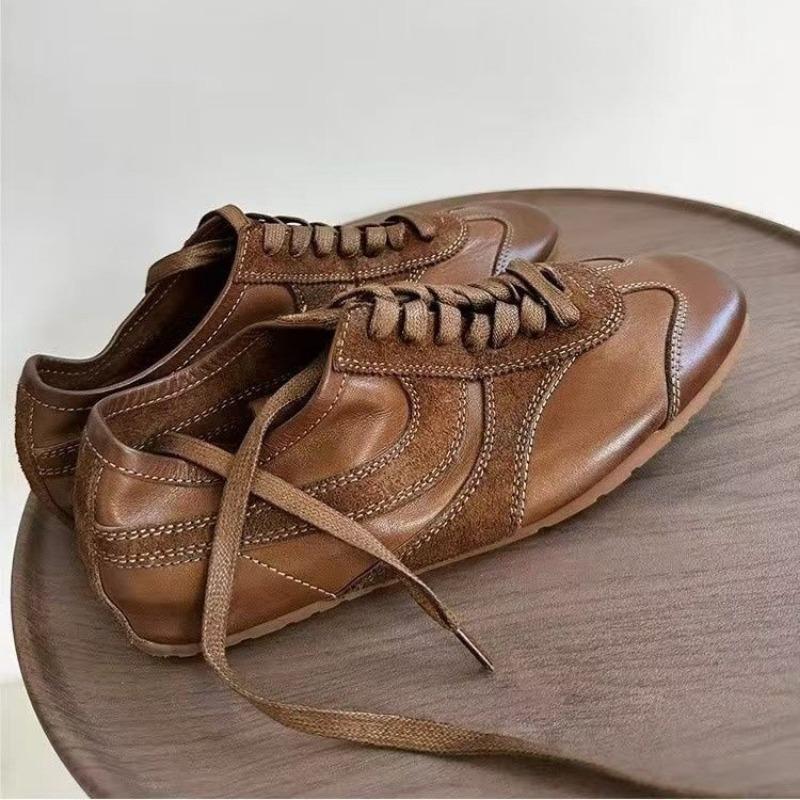 Мода Женщины Немецкая Кожа Кроссовки 2025 Новые Повседневные Кроссовки для Бега Кеды Обувь на Плоской Подошве на Шнуровке Женская Уличная Обувь для Ходьбы