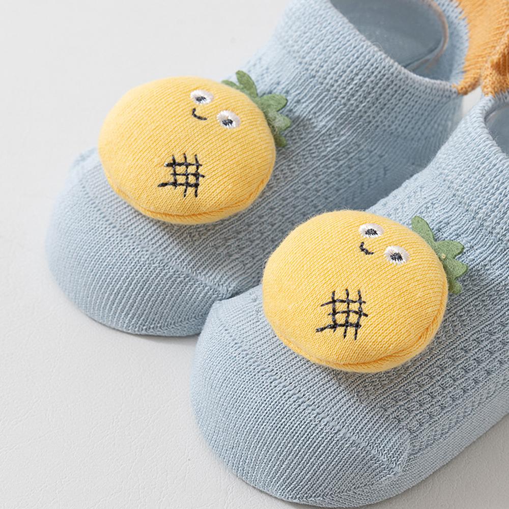 1 Pair Baby Non Slip Floor Socks, Ultra Thin Mesh Cartoon Ankle Boat Socks Seamless Flat Toe Anti-Skid Silicone Grips Toddler Socks for 0-3 Years