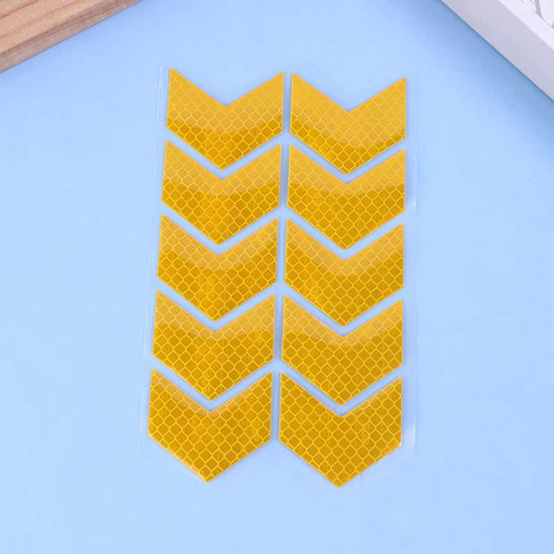 10 шт./комплект Светоотражающая лента-знак стрелки Предупреждающий стикер безопасности для бампера автомобиля, багажника, отражателя, лента-предупреждение, аксессуары для мотоцикла