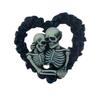 Halloween Skeleton Wreath Heart Shaped Skeleton Wreath for Halloween Door Decoration
