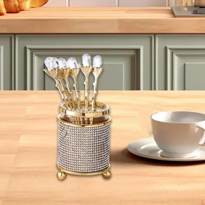 Органайзер для десертных ложек, стойка для хранения с 6 ложками, современный элегантный переносной держатель для фруктовых вилок