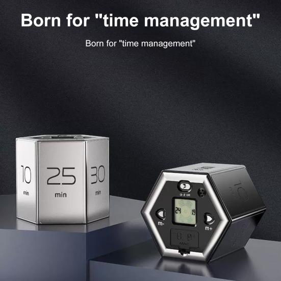 Вращающийся таймер Pomodoro на 5-60 минут, светодиодный дисплей, ползунковый переключатель, шестигранный стол, перевернутый таймер производительности, вибрация, беззвучный будильник для работы, учебы, кухни