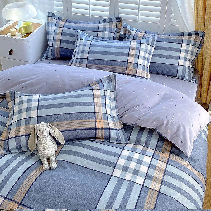 Комплект из четырех простыней, постельное белье, пододеяльник из стираного хлопка с пескоструйной обработкой, простыня, односпальное одеяло для спальни, комплект из трех предметов