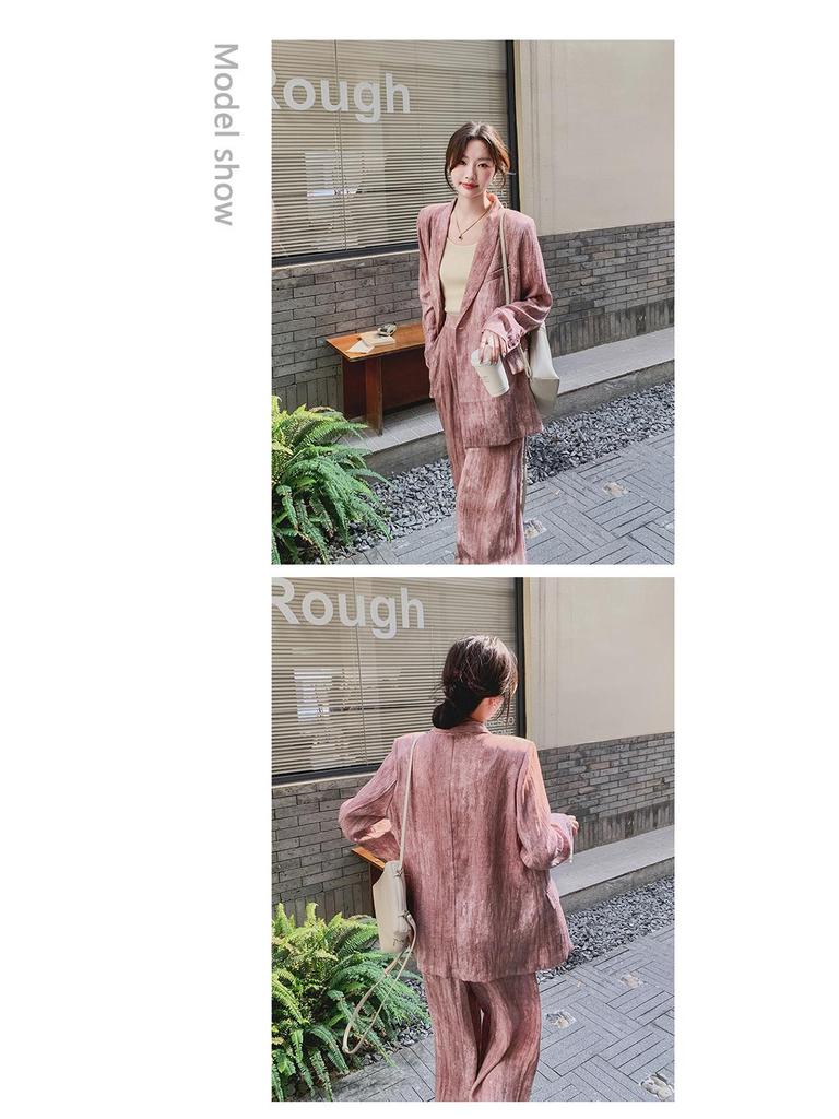 Women's Retro Casual 2024 Spring/Autumn Age-Reducing Wide-Leg Pants Suit