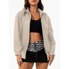 Womens Oversized Faux Leather Jacket Loose Fit Long Sleeve Turn Down Collar Fall Casual Outerwear