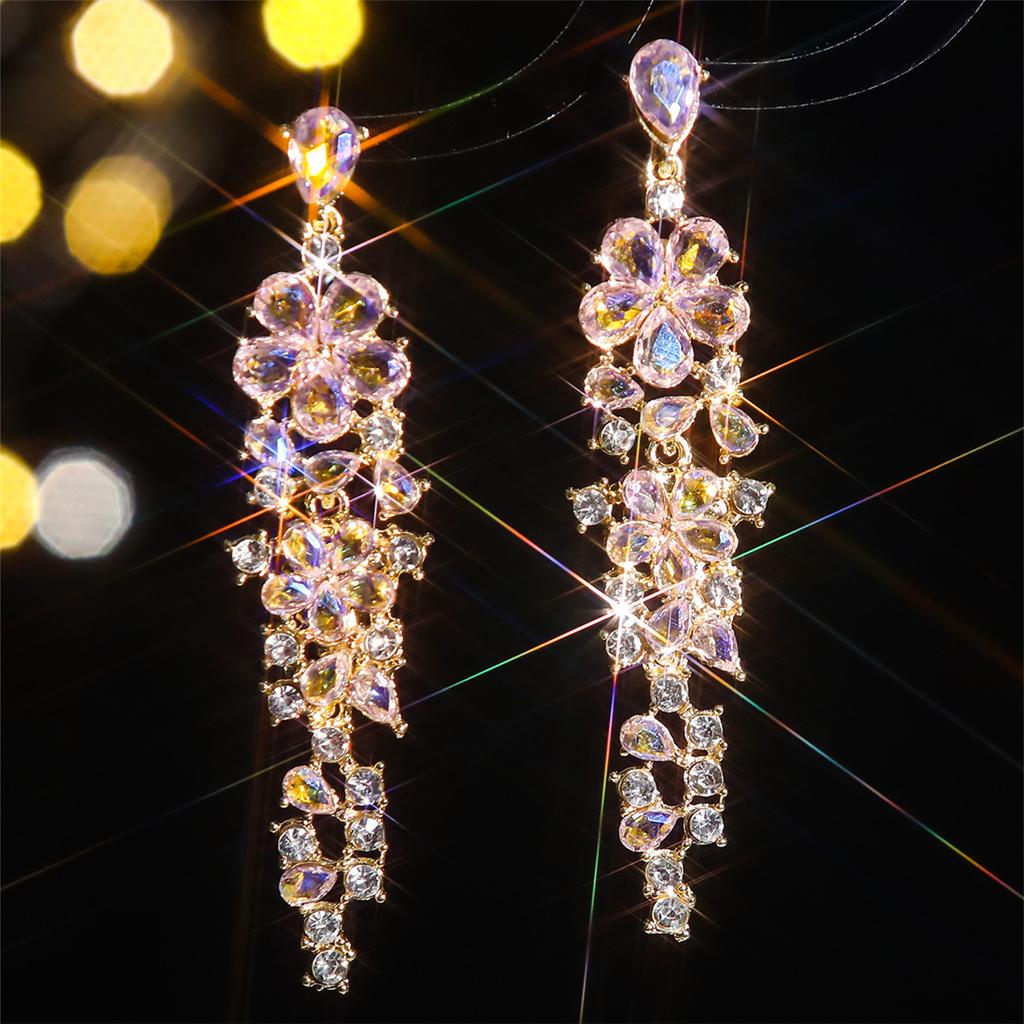 Модные длинные серьги с кристаллами, роскошные женские серьги высокого качества, 1 пара