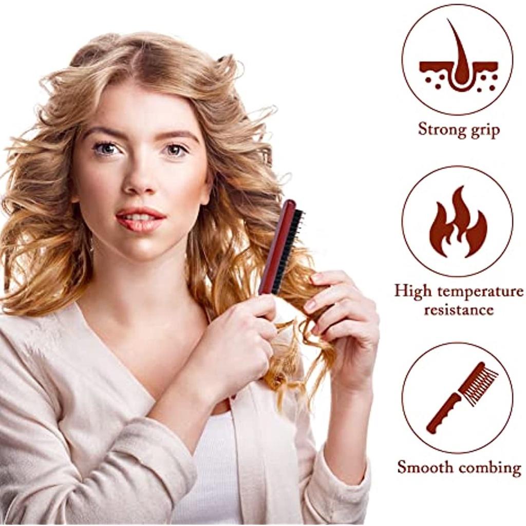 Anti Iron Comb, Wild Boar Bristle Curly Hair Brush, Natural Wood Hair Brush, Professional Salon Hairdressing Comb, Creating Fluffy Hair