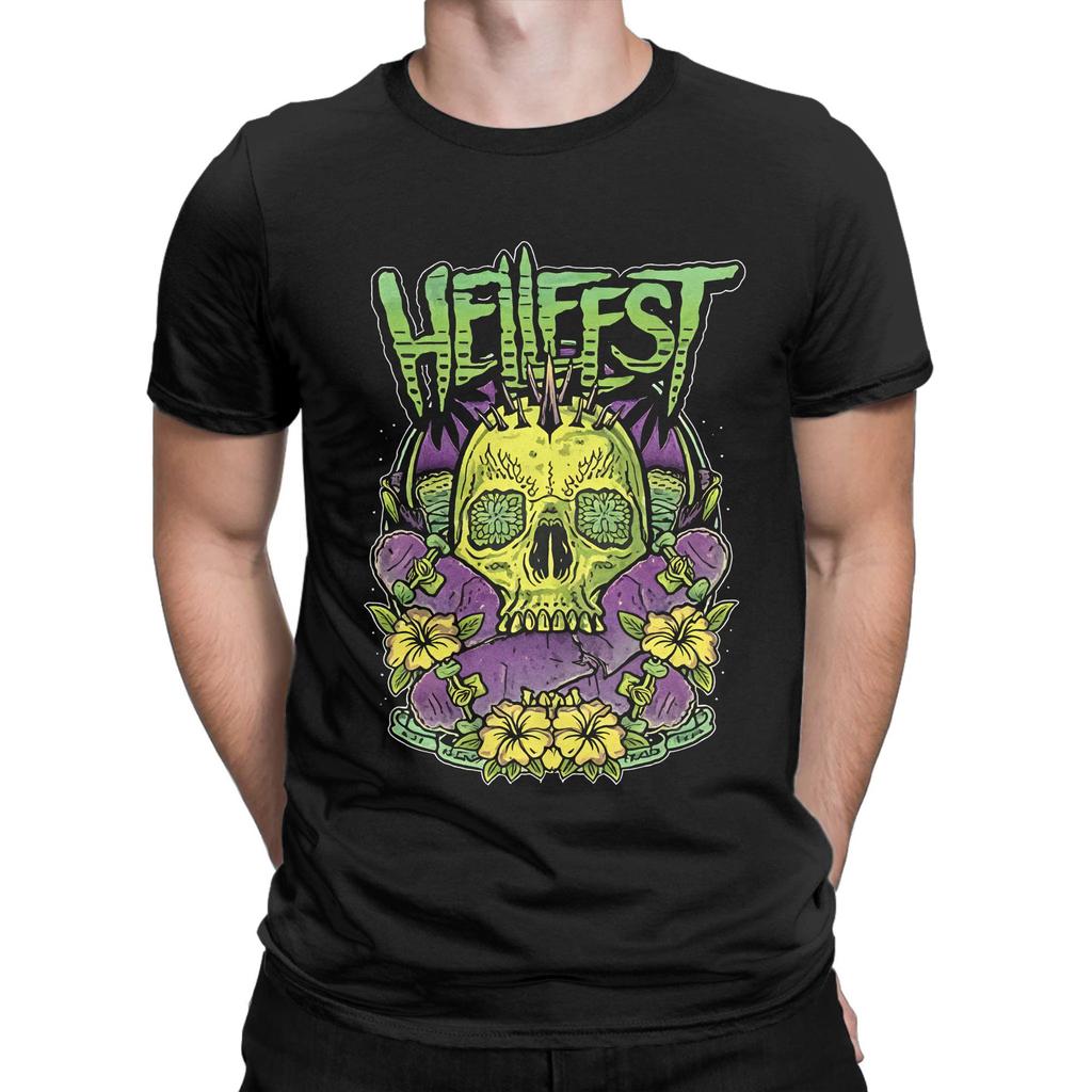 Men's T-Shirt Hellfest Heavy Metal Music Leisure 100% Cotton Tees Short Sleeve T Shirt Crewneck Tops Gift Idea