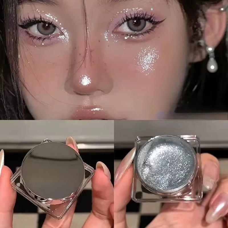 Жидкие тени для век с жемчужным глиттером, хайлайтер для тела, монохромные, с бриллиантовым сиянием, шелковистые, осветляющие, высокопигментированные, с блестками, быстросохнущие