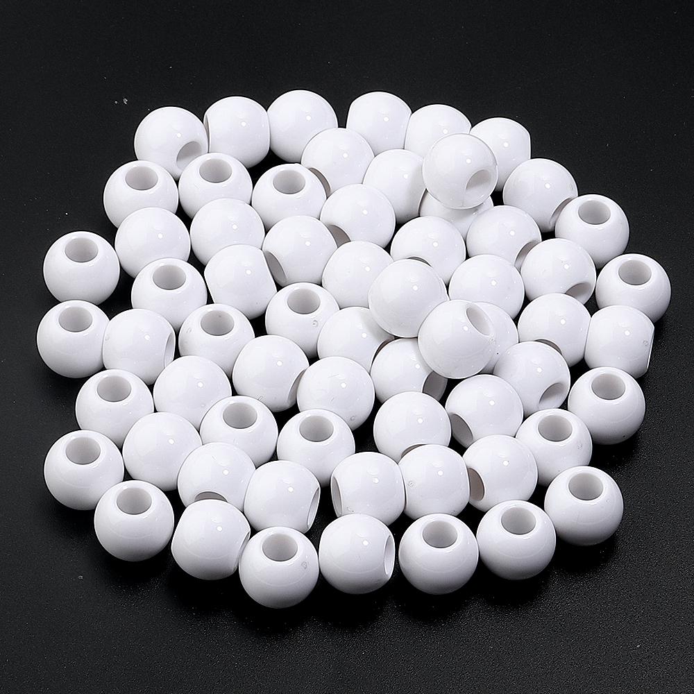 50pcs/lot 10 12 14mm Acrylic Big Hole Beads Multicolor Loose Spacer Round Beads For DIY Bracelet Earrings Jewelry Accessories