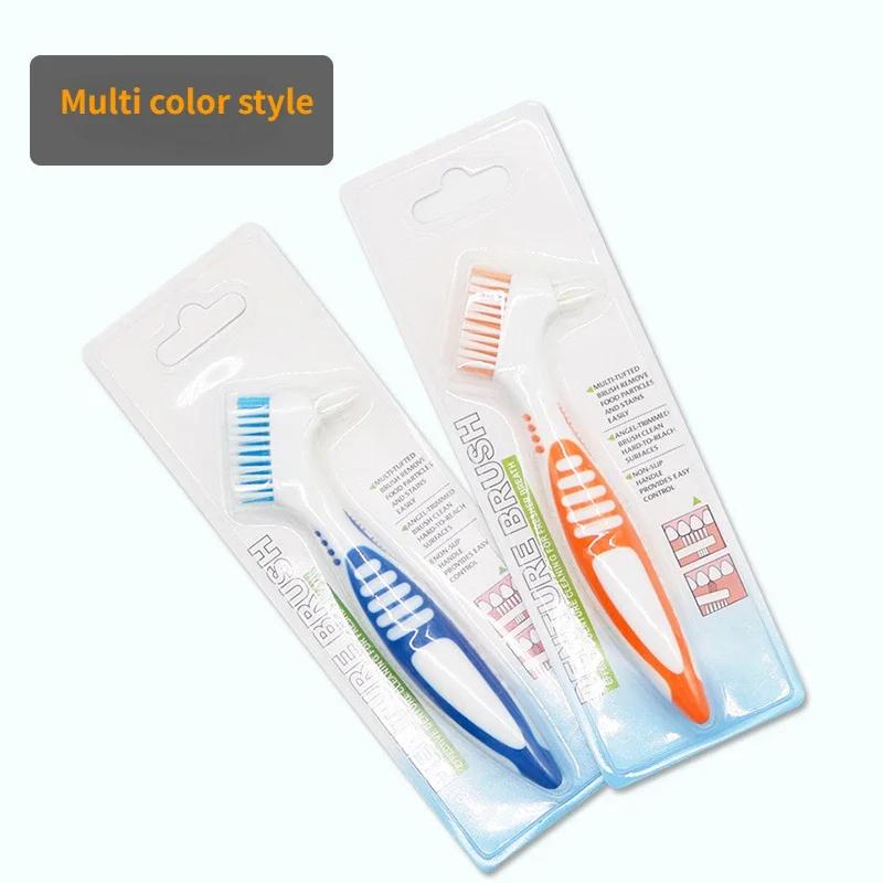 1Pc Denture Cleaning False Teeth Brush Dual Heads Gum Cleaner Oral Orthodontic Braces Descaling Handle Reusable Care Supplies