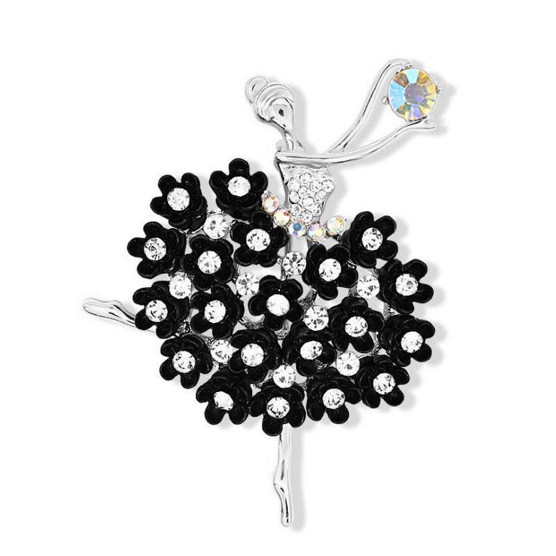 Элегантная брошь-балерина с разноцветными кристаллами и аксессуар-значок на лацкан