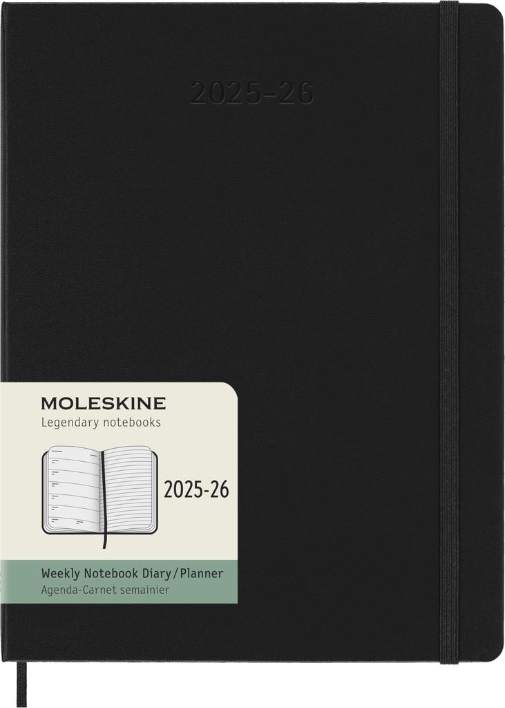 Moleskine Ежедневник 2025 Начало с 18 июля Еженедельник Размер XL 19см x Высота Твердый переплет Черный DHB18WN4Y26 (Ширина 25 см)