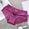 Женские однотонные трусы со средней посадкой, прозрачные кружевные трусы с вышивкой, бесшовные трусики из ледяного шелка, нижнее белье