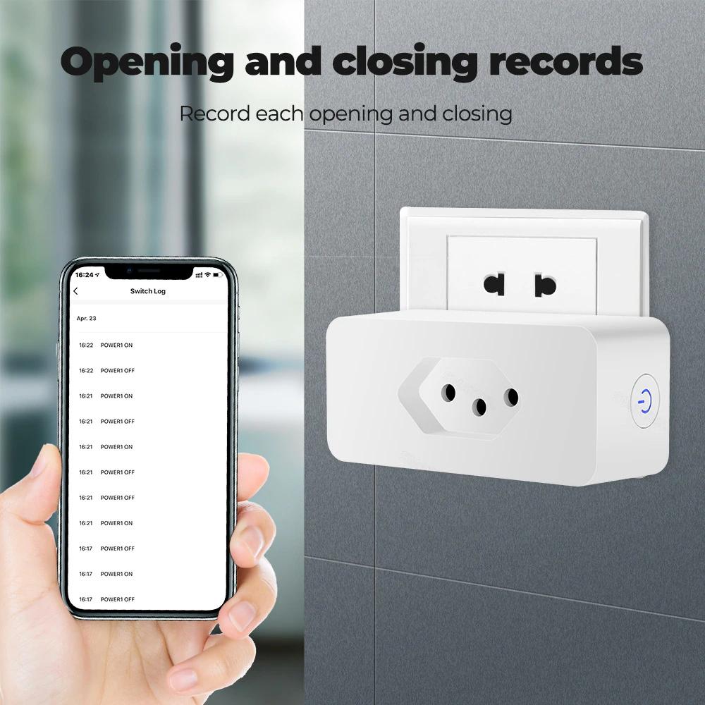 Tuya Wifi Smart Brazil Plug 16a Smart Life App Zigbee Smart Socket With Power Monitor Brazil Outlets Voice For Google Home Alexa
