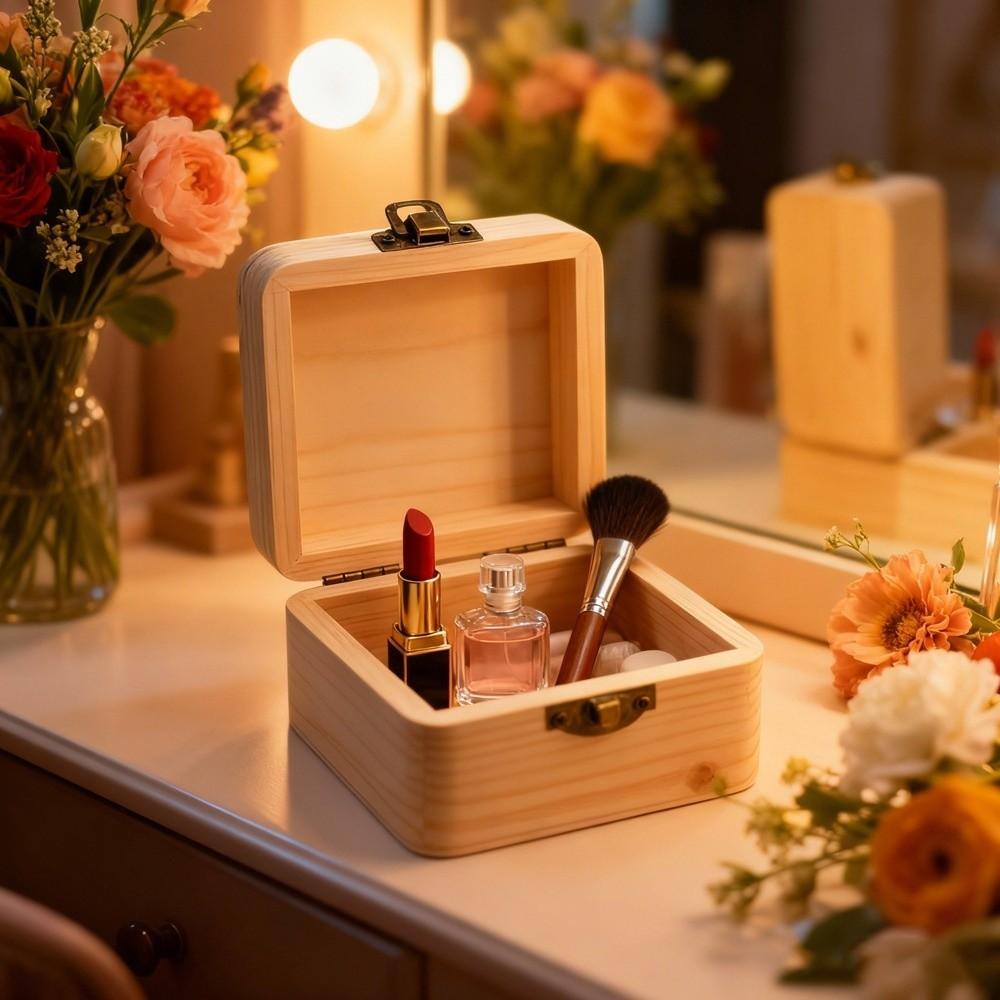 Простая деревянная упаковочная коробка Маленький размер Подарочная коробка Коробка для хранения ювелирных изделий Хранение ювелирных изделий и мелких предметов