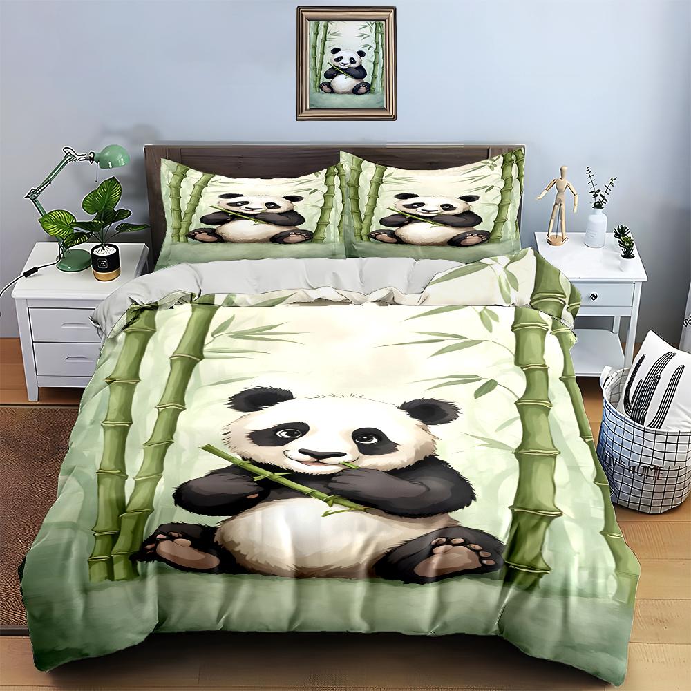 Panda bamboo design. Bedding Duvet cover sets Duvet covers Pillowcases gifts (1 * Duvet Cover 2 * Pillowcases, without duvet insert)