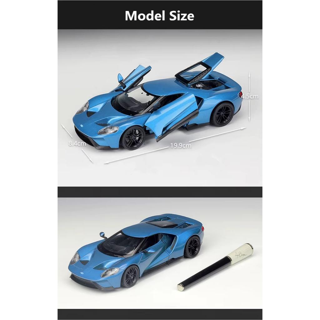 Welly 1/24 Ford GT 2017 Суперкар Модель автомобиля из сплава Литые игрушечные транспортные средства Моделирование Хобби Коллекционные игрушки для автомобилей Подарок на день рождения для детей