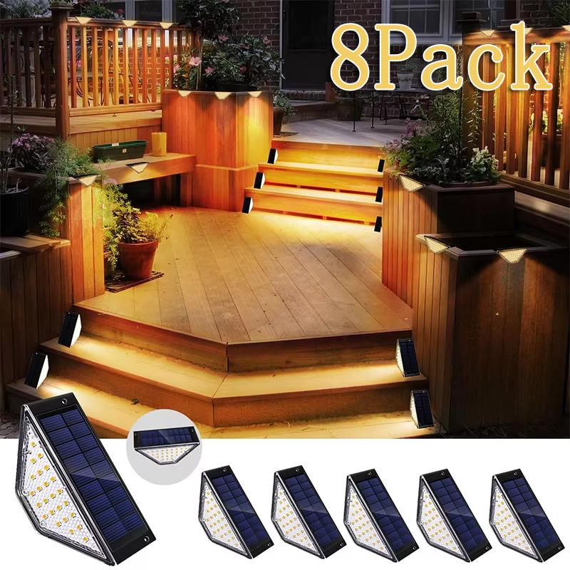 2~8PCS Solar Deck Lights Fence Lights Outdoor Step Lights Waterproof Solar Lamps for Railing Stairs Fence Yard Patio and Pathway