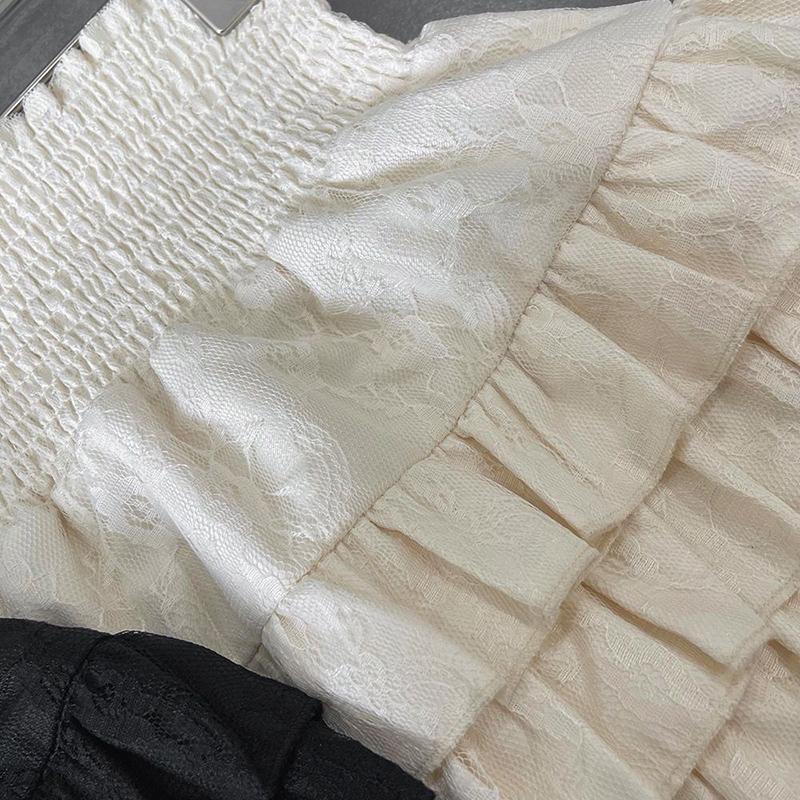 Уличная одежда Y2k, мини-юбки с оборками, женские милые кавайные кружевные трапециевидные юбки с высокой талией, летние корейские модные черные бальные юбки