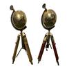 Set of 2 Globes with Wooden Stand, Brass Navigation Table,