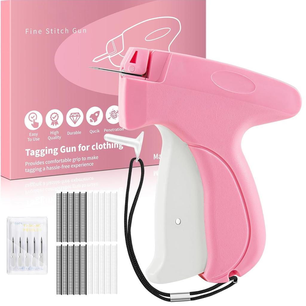 Stitchy Gun for Clothes, Mini Quick Clothing Fixer for Sewing, Quilting, Hemming,Tagging Gun with 6 Needle,1000 Black Fasteners & 1000 White Fasteners