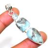 Republic Larimar Blue Topaz Gemstone 925 Silver Plated Pendant 2.27"