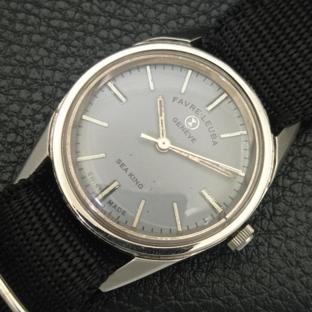ШВЕЙЦАРСКИЕ ВИНТАЖНЫЕ МУЖСКИЕ ЧАСЫ С РУЧНЫМ ЗАВОДОМ FAVRE LEUBA 253 SEA KING СЕРЫЕ a703016-1 R212-a703016