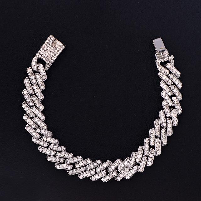 Punk Miami Cuban Link Anklets For Women Men Trendy Chunky Metal Cuban Chain Baguette Anklet Bracelet Shiny Crystal Rock Jewelry