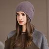 Вязаная шапка из кроличьего меха, модная и универсальная, для осени и зимы, с защитой ушей, шапка-мешок на голову, женская шерстяная шапка