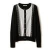 Autumn Women's Sweater Long Sleeve Top Slim Lace Splicing Round Neck Knitted Cardigan