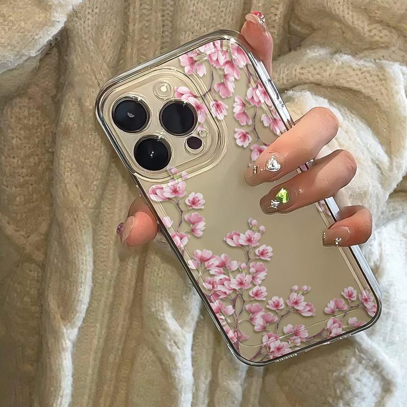 Реалистичный чехол для телефона с узором ветки сакуры для серий iPhone 17 16 15 14 13 12 11 16E Pro Max Plus