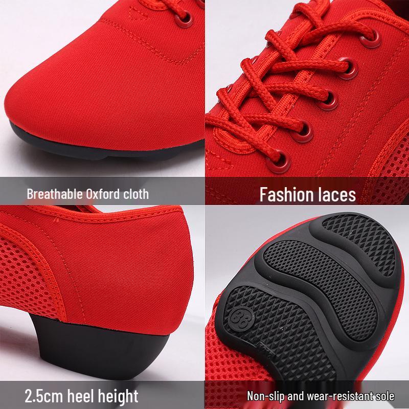 Женские профессиональные туфли для латиноамериканских танцев – Мягкая подошва, Плоский каблук, Оксфордская ткань