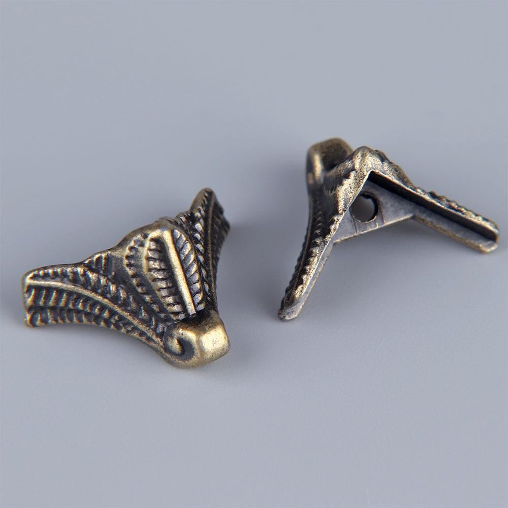 4 шт. антикварный угловой протектор, бронзовый сундук для ювелирных изделий, деревянный корпус, декоративные ножки, металлический угловой кронштейн, фурнитура