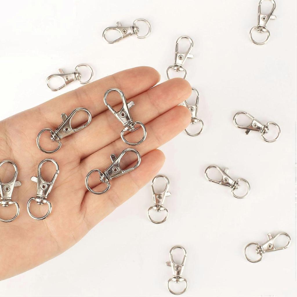13.20.5cm 50PCS Metal Lobster Claw Clasp with Key Rings, 25PCS Keychains Clips Hooks and 25PCS Key Chain Rings, Keychain Accessories, Keychain Rings M