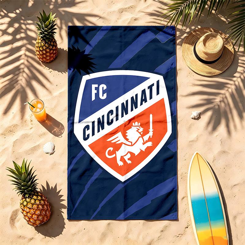 FC Cincinnati (1) Theme Beach Towel Sand Resistant Soft And Comfortable Suitable For The Pool Camping Yoga And Diving A Travel Essential