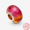 Новые бусины из стерлингового серебра S925 Murano с красным оранжевым градиентом, подходят для модного браслета, женские бусины Diy