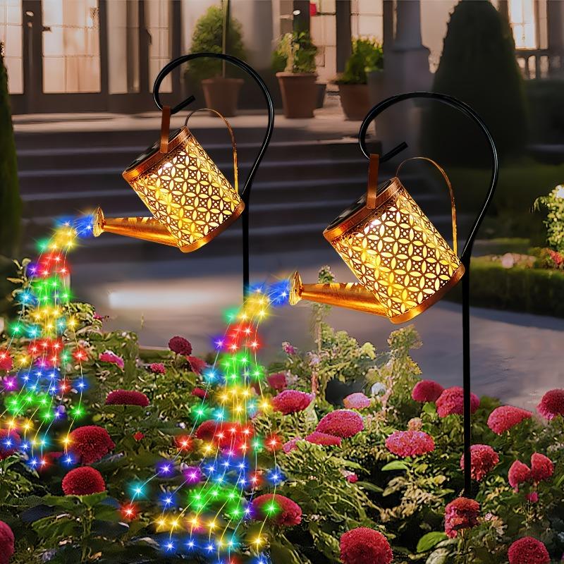 LED Solar Watering Can Lights Outdoor Solar Lantern String Waterproof Garden Lights for Patio Yard Pathway Plant Decoration