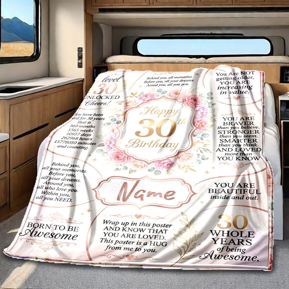Happy 30Th Birthday Blanket Durable Comfort For Sofa Couch Office Bed Picnics Ideal For All Seasons Stylish Decor Perfect Gift For Relatives And